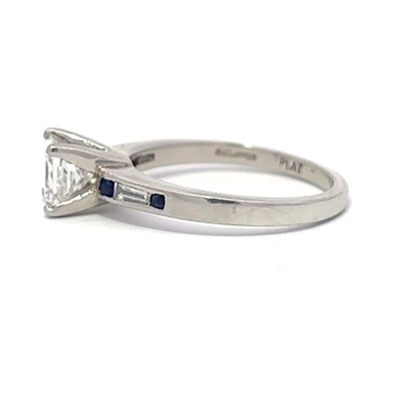 Estate Platinum Diamond And Sapphire Ring